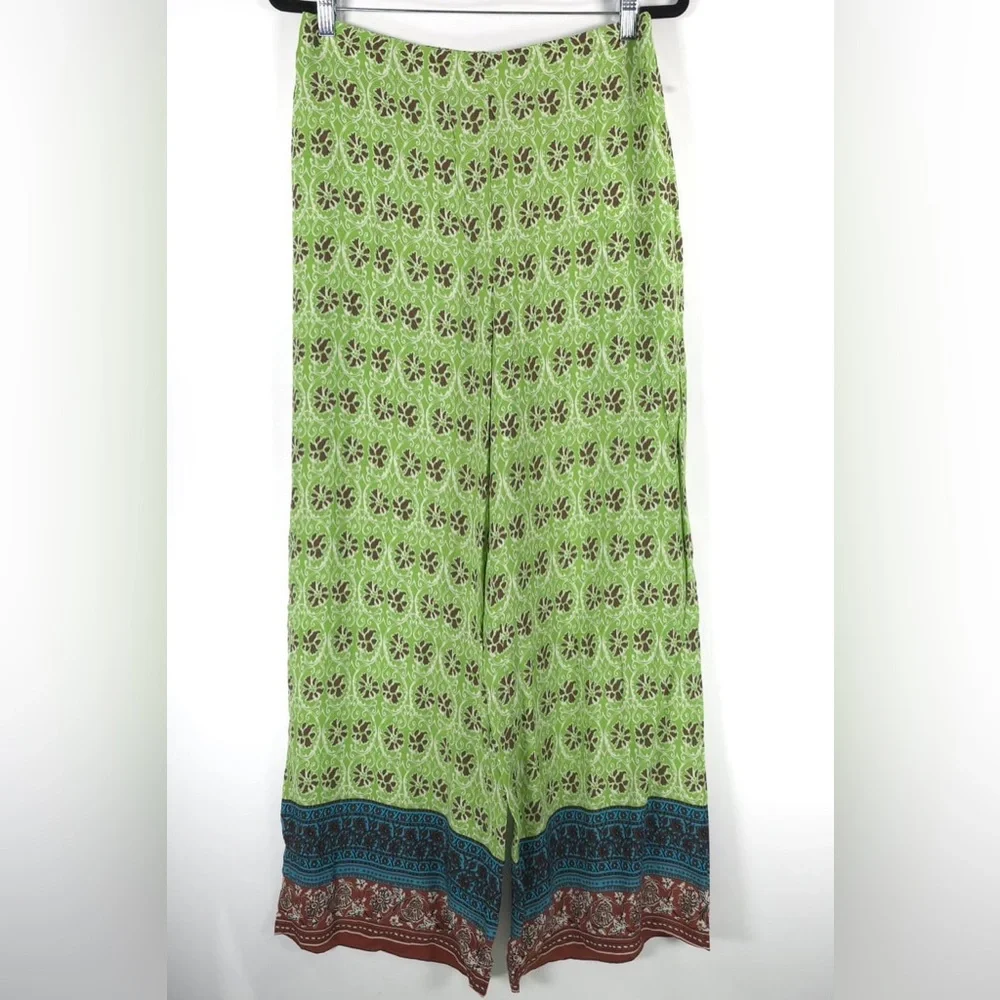 NWOT ZARA Full-Length Printed Trousers‎ Flowy Wide Leg Viscose LARGE 7484/159